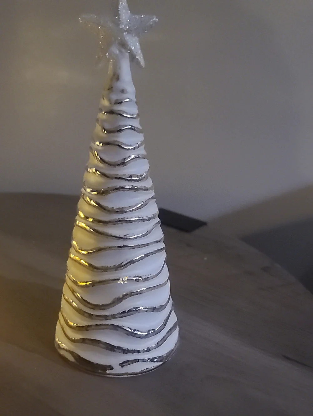 White Glitter Spiral Cone Holiday Tree Set - Home Holiday Decor(glass)